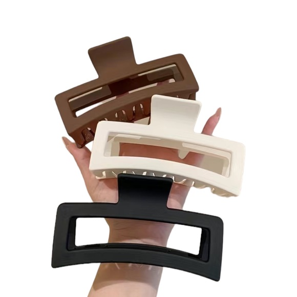 3 Piece Neutral Colors Large Sized Hair Clips - Picture 1 of 8